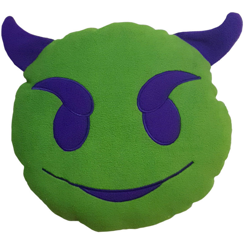 Зеленый чертенок подушка смайлик с хвостиком